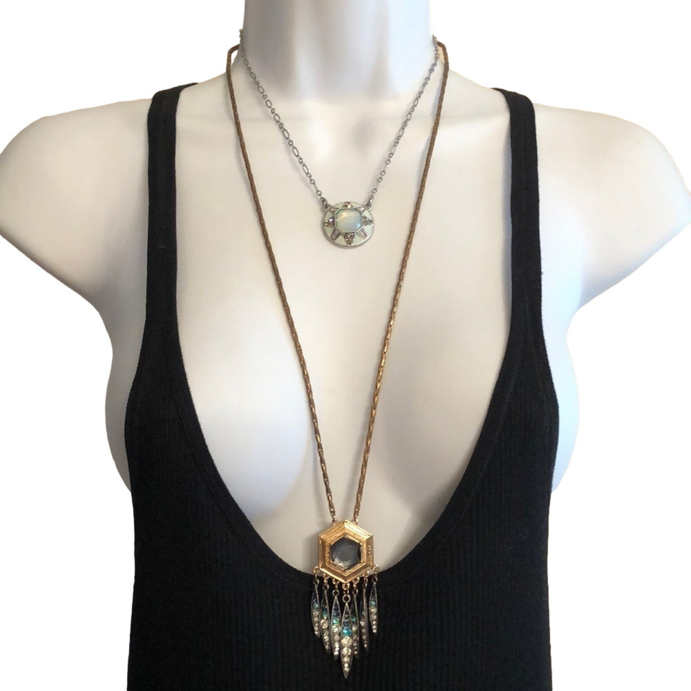 Curated bundle art deco inspired necklaces lot of 2 Lia Sophia and vintage